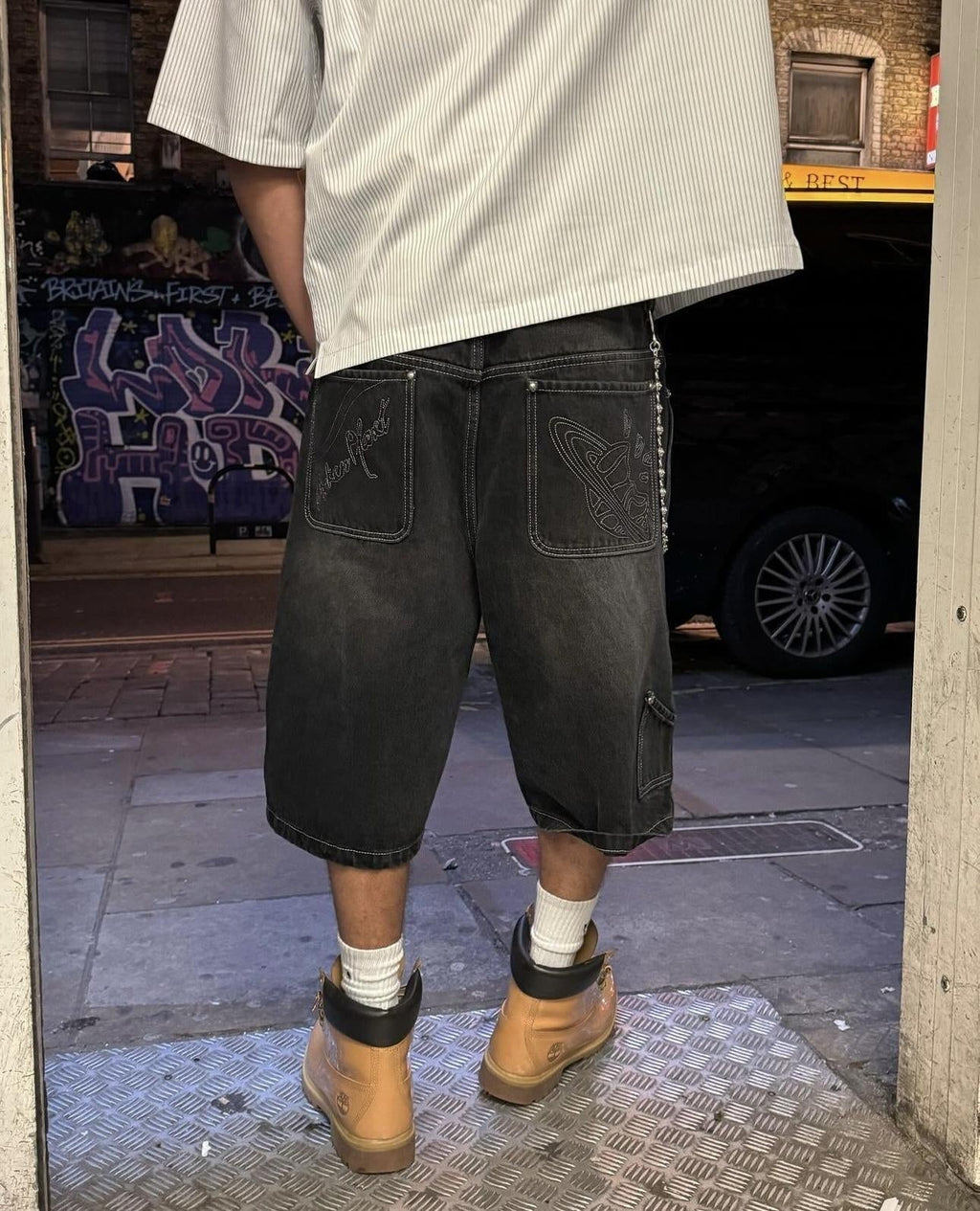 Broken P Denim Jeans Shorts