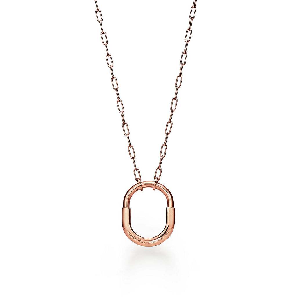 18K T Lock Pendant Pave Diamonds Necklace