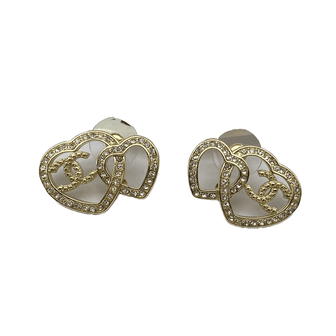 18K CC Heart Diamonds Earrings