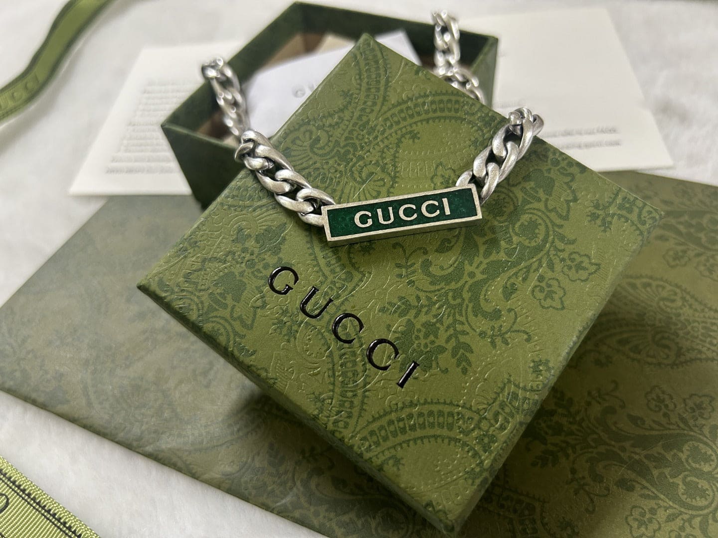 Double G Enamel Chain Necklace