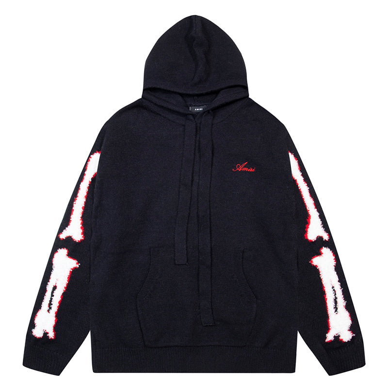 AMRI Black Core Knitted Sweater Hoodie