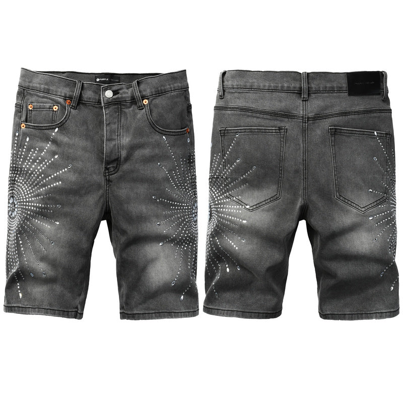 Purple Brand Crystal Diamond Denim Shorts #5094