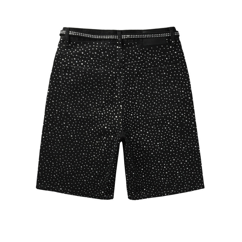Purple Brand Crystal Diamond Denim Shorts #5095