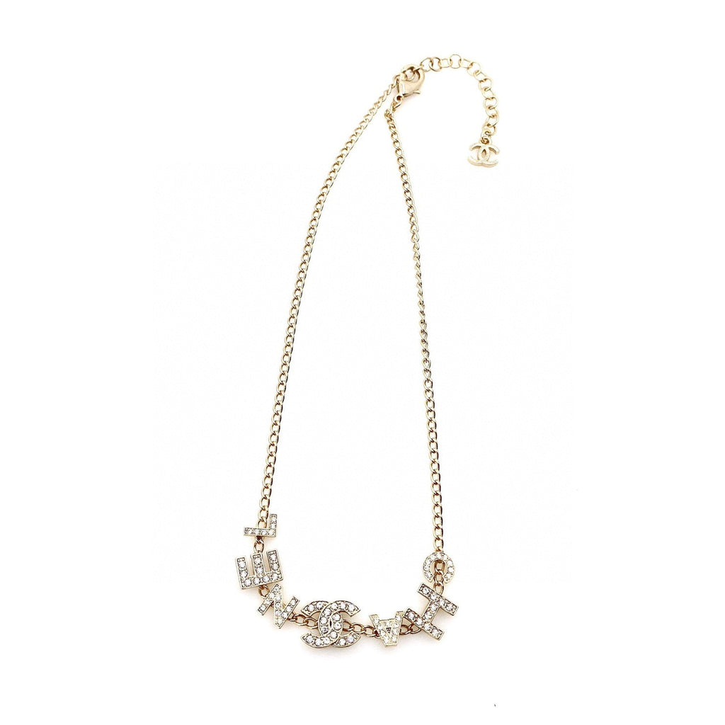 18K CC Script Diamonds Necklace