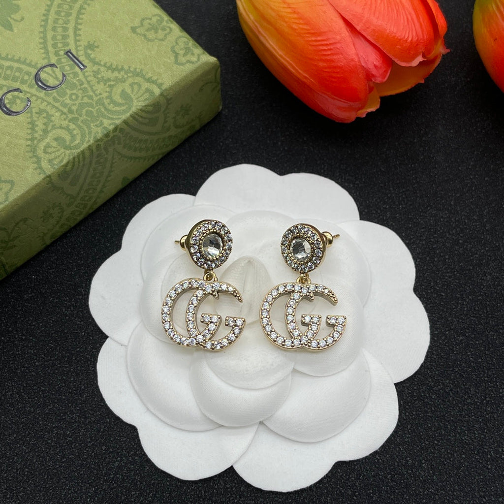 18K Double G Crystals Earrings