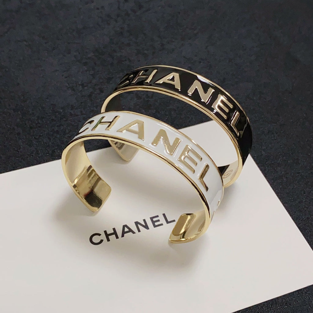 18K CC Open Wide Cuff Bracelet