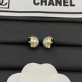 18K CC Black & White Pearl Gold Earrings