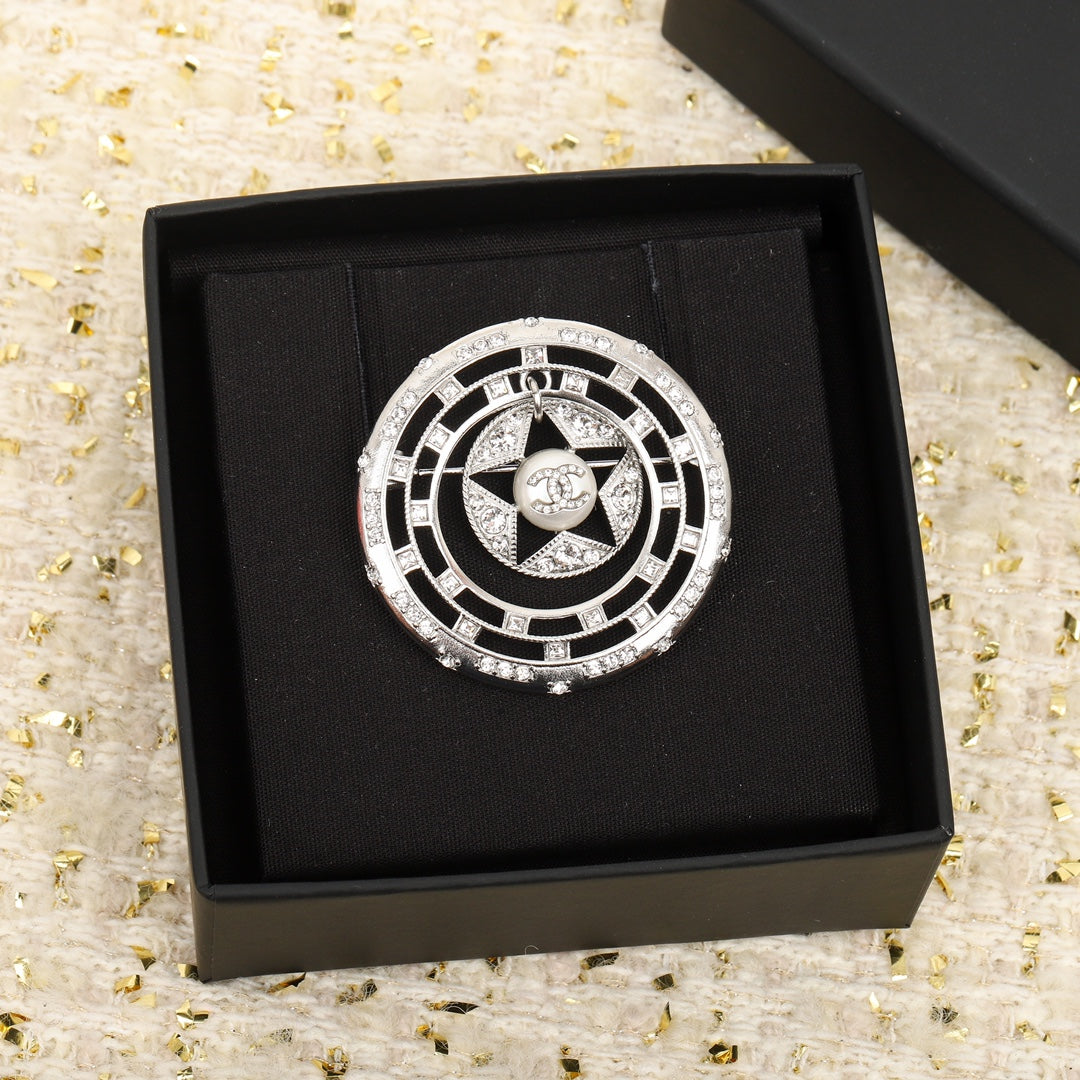 18K CC Black Diamonds Brooch