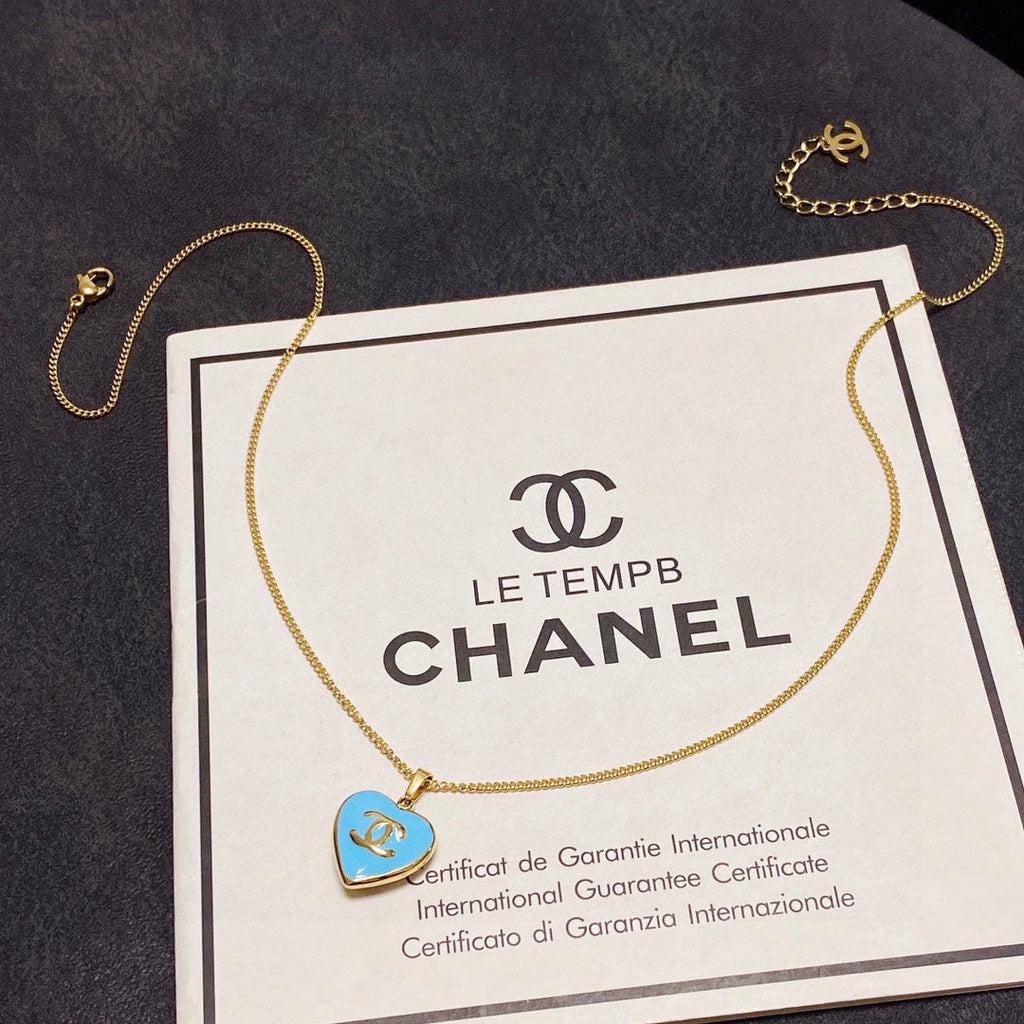 18K CC Blue Heart Necklace