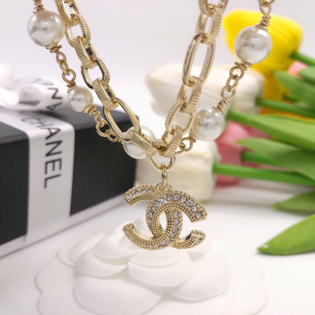 18K CC Pearl Chain Bracelet
