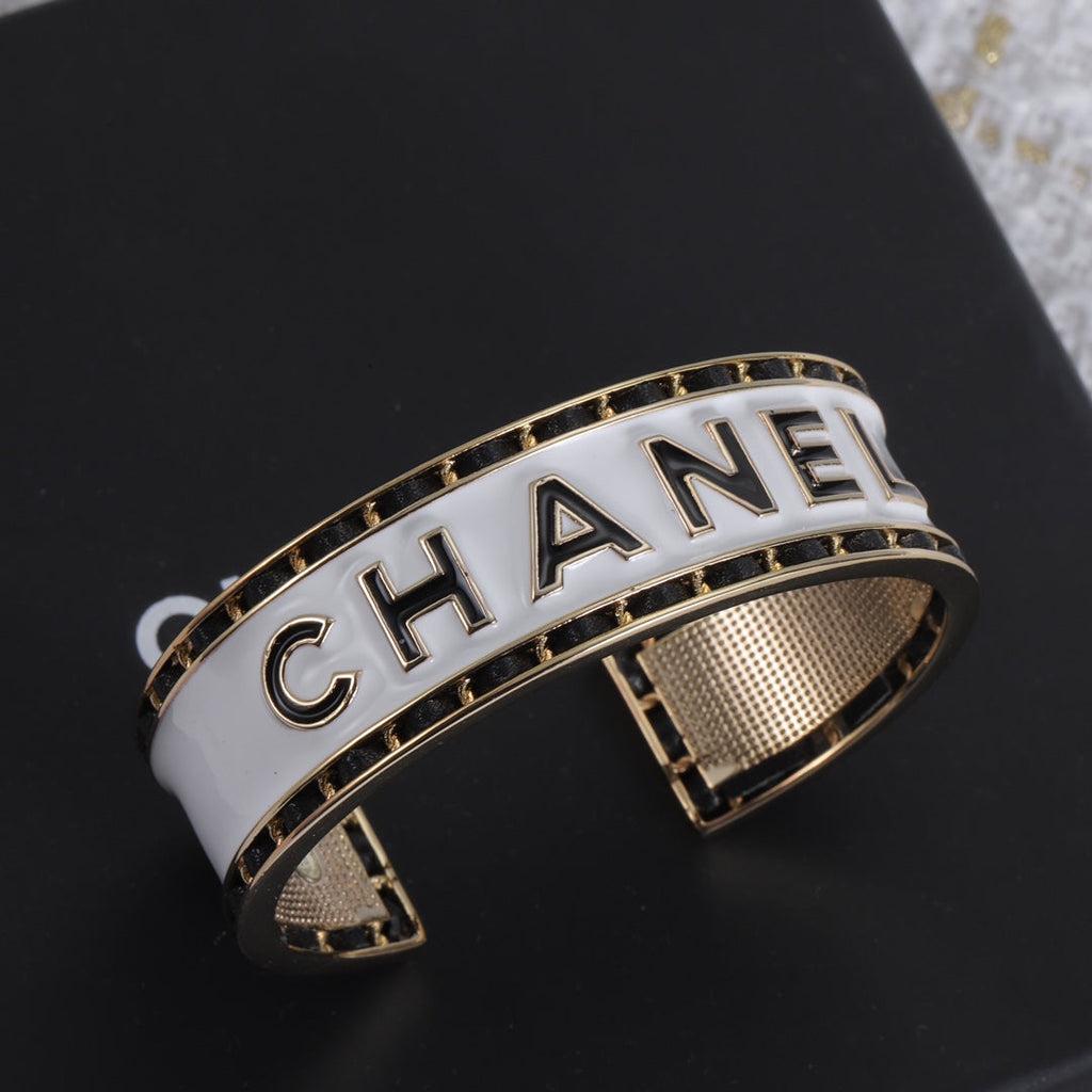 18K CC White Cuff Bracelet