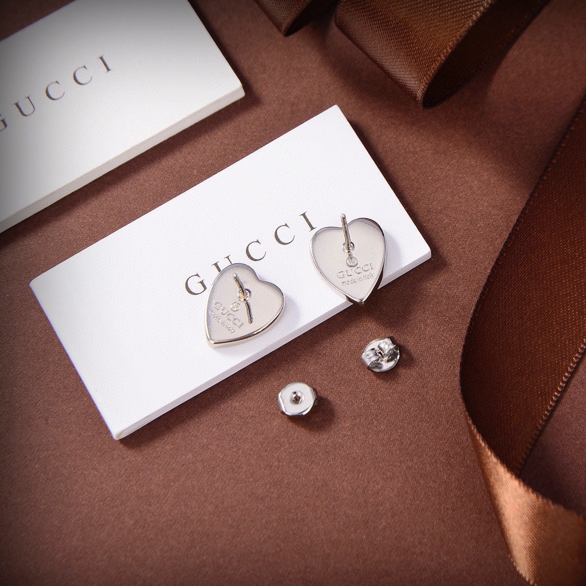 18K Double G Heart Earrings