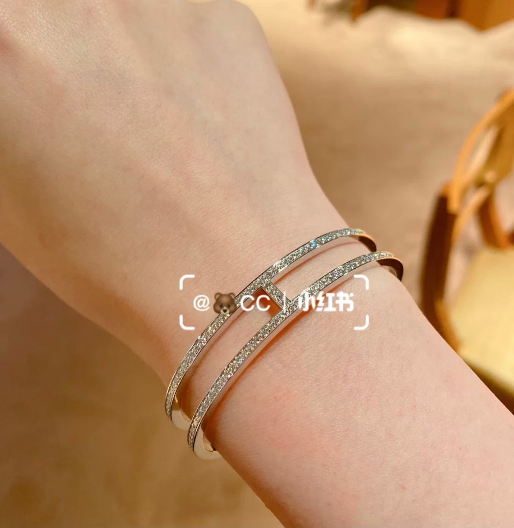 18K Ever Chain D¡¯ancre Cuff Diamond H Bracelet
