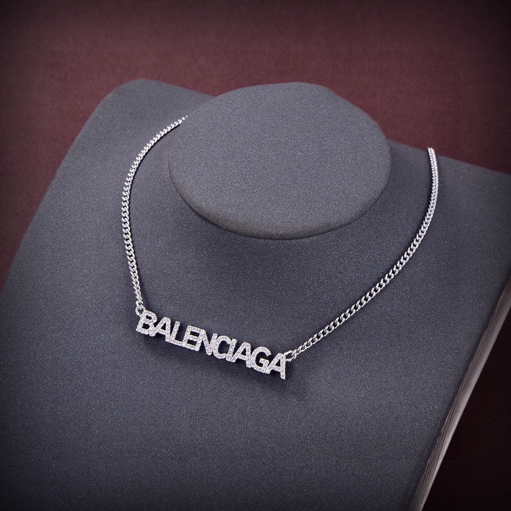 18K BB Typo Crystals Necklace